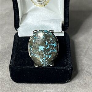 Sterling silver Huge matrix natural turquoise 23 g size 7.75